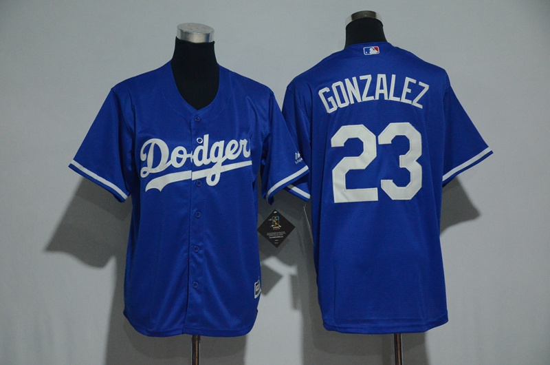 Youth 2017 MLB Los Angeles Dodgers #23 Gonzalez Blue Jerseys->youth mlb jersey->Youth Jersey